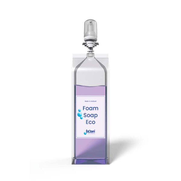Bolsa de recambio de jabón de manos ecológico e hipoalergénico de 1000ml en color morado para dispensador manual y sensor.