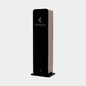 Dispositivo profesional tipo torre difusora de aromas grandes espacios con chasis metálico y tecnología de atomización de doble fluido.