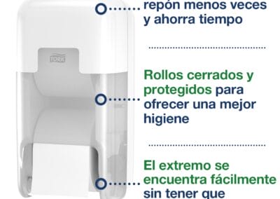 dispensador papel higienico sin mandril doble