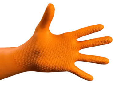 guantes de nitrilo naranja texturizados