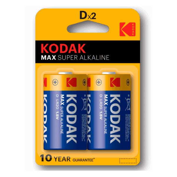 pilas alcalinas lr20 pack de 2 unidades para maquinas aromatizantesPack de 2 unidades de pilas alcalinas Kodak MAX LR20 Tipo D para dispensadores automáticos de ambientador y sistemas de aromatización.