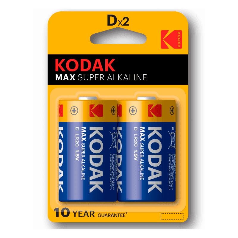 pilas alcalinas lr20 pack de 2 unidades para maquinas aromatizantesPack de 2 unidades de pilas alcalinas Kodak MAX LR20 Tipo D para dispensadores automáticos de ambientador y sistemas de aromatización.