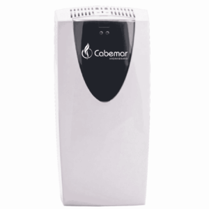 Dispensador Bacteriostático y Ambientador para Inodoros y Urinarios aseos frontal blanco